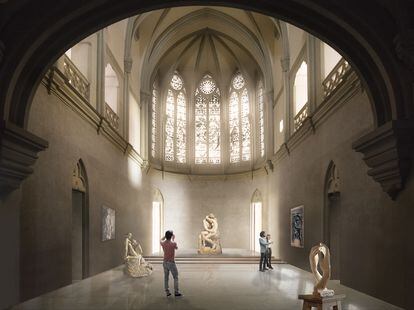 Recreación para el ordenador de la capilla del Colegio de la Asunción reconvertida para albergar el Museo Rodin en Santa Cruz de Tenerife.