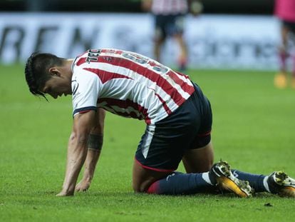 Alan Pulido en el partido de Chivas.