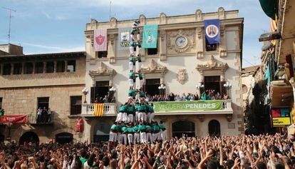 El 3de10 dels castellers de Vilafranca, el 2013.