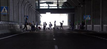 Huelga de taxistas en Barajas.