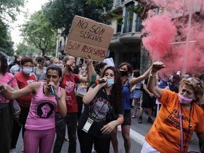 Manifestación en solidaridad con Segundo F., el martes en Barcelona.