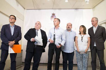 Los portavoces de Ciudadanos, PSOE, Podemos y ERC, en el Senado. 