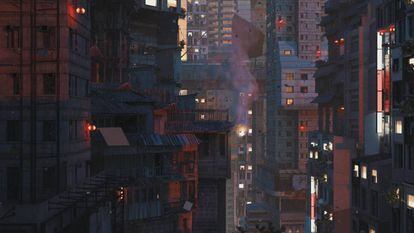 Imagen de 'Planet City', una inmensa ciudad donde vivirían todos los nhumanos, mientras dejan al resto del planeta renaturalizarse. |