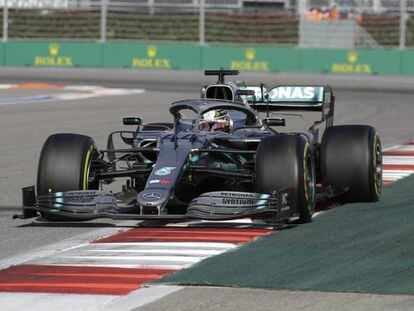 Lewis Hamilton, durante el Gran Premio de Rusia.