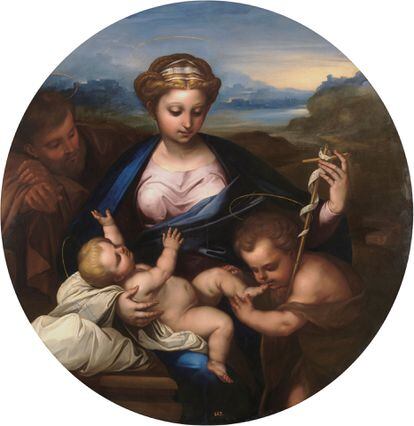 'La Sagrada Familia con san Juanito', obra de Luca Giordano en imitación de Rafael, que está en el Museo del Prado. 