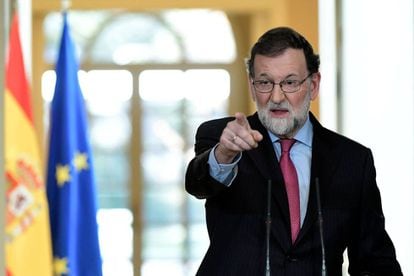 El presidente del Gobierno, Mariano Rajoy, durante su última conferencia de prensa en 2017.