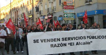 Manifestaci&oacute;n de trabajadores de Giahsa contra la privatizaci&oacute;n.