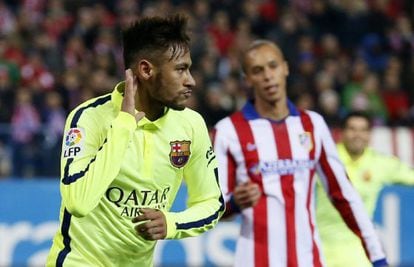 Neymar celebra uno de los goles del Barça.