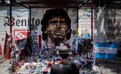 Santuario dedicado a Diego Maradona en el estadio de Argentinos Juniors de Buenos Aires. 