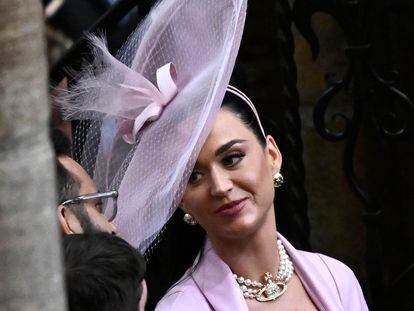 Katy Perry in Westminster Abbey during the coronation of King Charles III in London, Saturday, May 6, 2023. (Gareth Cattermole/Pool Photo via AP)