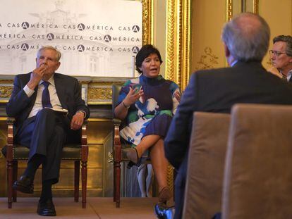 La senadora chilena Yasna Provoste, durante el acto, en una imagen divulgada por la Casa de América, este lunes en Madrid.