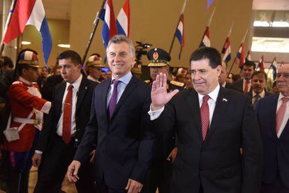Los mandatarios de Argentina y Paraguay durante el encuentro en Asunción.
