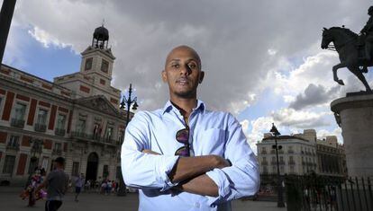 Abdirizak, un refugiado de Somalia, en su lugar favorito de Madrid. 