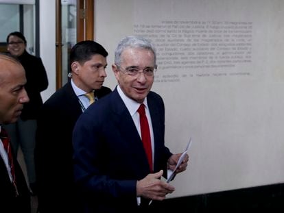 Álvaro Uribe a su llegada a la Corte Suprema de Justicia, el 8 de octubre de 2019.