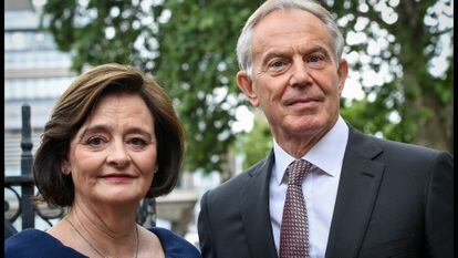 Tony Blair y su esposa Cherie Blair, en un servicio religioso en la abadía de Westminster, en Londres, en mayo de 2019.