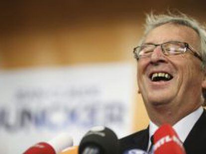 El candidato del Partido Popular Europeo para la presidencia de la Comisi&oacute;n Europea, y ganador de las elecciones europeas, Jean-Claude Juncker, durante una rueda de prensa celebrada en la sede del partido en Bruselas.
