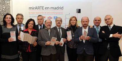 Los directores de las ferias de arte con los responsables regionales de Cultura en la presentación esta mañana de la Semana de Arte Contemporáneo de Madrid.