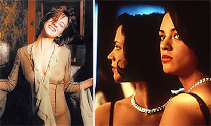 En la imagen de la izquierda, un retrato de la actriz italiana. En la de la derecha, Asia Argento en una escena de la película <i>B. Monkey</i>, dirigida por Michael Redford.