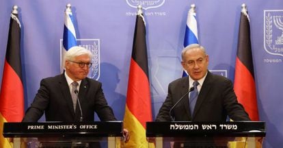 El presidente de Alemania, Frank-Walter Steinmeier, y el primer ministro israelí, Benjamín Netanyahu, en Jerusalén.