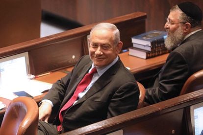 El ex primer ministro israelí , Benjamín Netanyahu, el miércoles en el Parlamento.