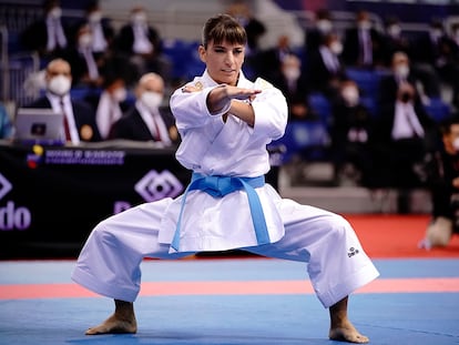 Sandra Sánchez, el jueves, durante las eliminatorias del Mundial de Dubai. WKF