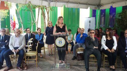 La directora de Cultura del Instituto Cervantes, Beatriz Hernanz, presenta las exposiciones del VII Congreso Internacional de la Lengua Española, en San Juan de Puerto Rico, el pasado día 10.