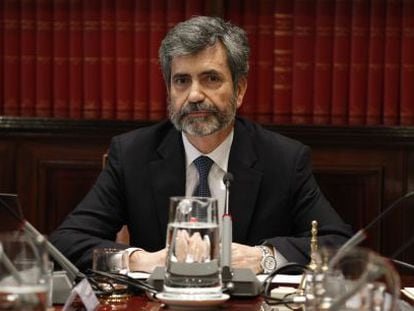 Carlso Lesmes, durante un pleno del Consejo General del Poder Judicial. 