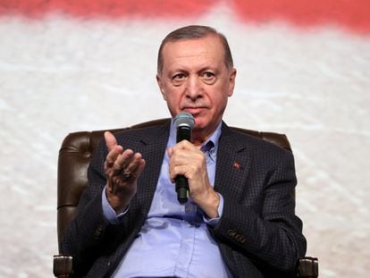 Recep Tayyip Erdogan, el día 27 en un acto en Bilecik, en una imagen de la oficina de prensa de la presidencia turca.