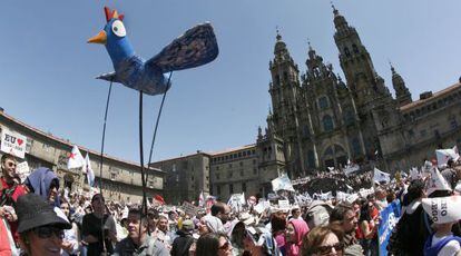 Manifestaci&oacute;n contra el nuevo decreto de normalizaci&oacute;n ling&uuml;istica de la Xunta de Galicia en Santiago 