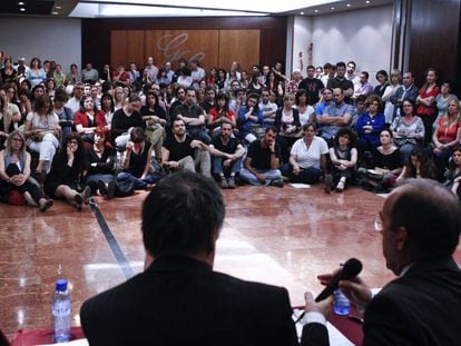 Assemblea de treballadors de l'Incasòl el 2012, quan es va anunciar l'ERO.