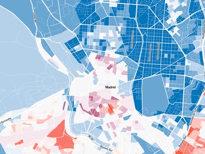 El mapa de renta y voto: cada barrio según sea rico, pobre, de izquierdas o de derechas