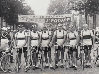 El equipo de Holanda, poco antes de la salida del Tour de 1947.