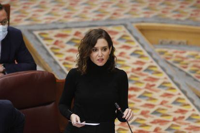 Isabel Díaz Ayuso, in the plenary session of the Assembly