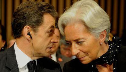 Nicolas Sarkozy, expresidente de Francia, y Christine Lagarde, directora gerente del FMI