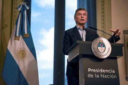 El presidente argentino, Mauricio Macri, en su primera rueda de prensa de 2017.
