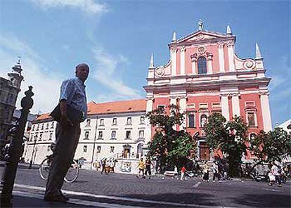 Un plaza del centro de Liubliana, capital de Eslovenia.