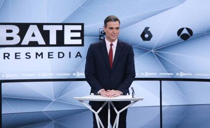 El presidente del Gobierno, Pedro Sánchez, el martes en el debate de Atresmedia.