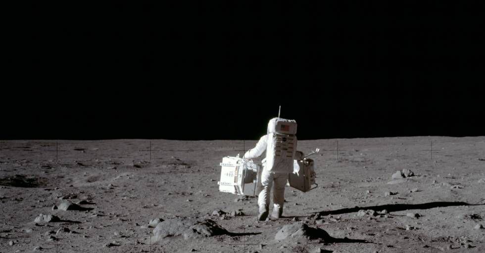 Edwin Aldrin, en la superficie lunar.