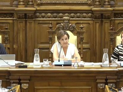 La alcaldesa de Gijón, Carmen Moriyón (en el centro), de Foro Asturias, en el pleno del pasado 13 de septiembre.