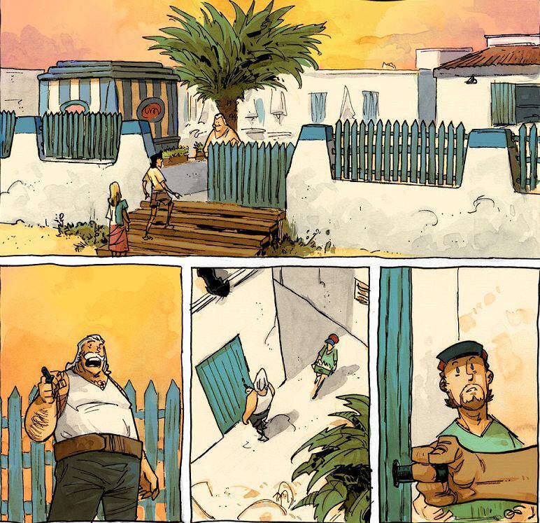 Viñetas de 'Baños Pleamar', de Isaac Sánchez, editado por Dolmen.