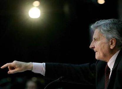 Jean-Claude Trichet, durante la conferencia de prensa tras el consejo de gobierno del Banco Central Europeo en Francfort.