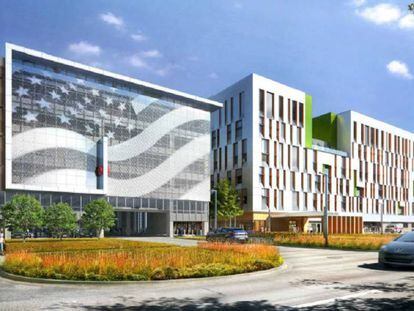 Recreación del futuro hospital militar de Louisville (Kentucky).