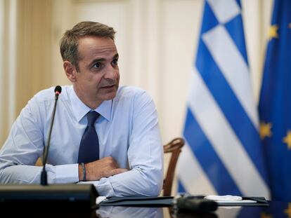 El primer ministro de Grecia, Kyriakos Mitsotakis, atiende a la prensa el pasado miércoles.