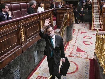 Rajoy durant la primera jornada de la moció de censura.