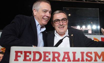 Pere Navarro y &Agrave;ngel Ros, en un acto de la pasada campa&ntilde;a electoral