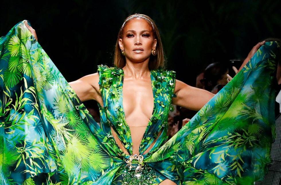 Jennifer Lopez en el desfile en el desfile de Versace del pasado viernes.