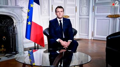 El presidente francés, Emmanuel Macron, durante el tradicional discurso de fin de año.