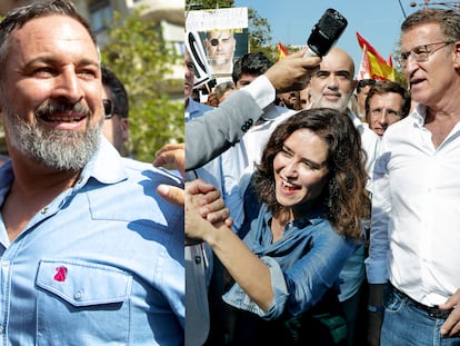 Vídeo | Feijóo, Ayuso y Abascal se dan un baño de masas en la manifestación contra la amnistía en Barcelona