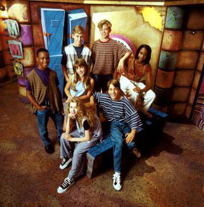 Ryan Gosling (segundo por la izquierda), Justin Timberlake (a su lado), Christina Aguilera y Britney Spears (ambas en el centro) en 1990, cuando presentaban el programa infantil 'Mickey Mouse Club'.