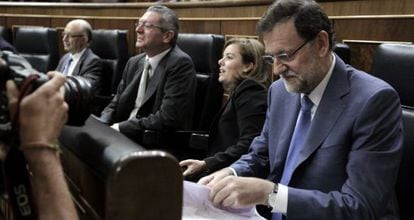 Rajoy, en su escaño del Congreso durante la sesión de control.